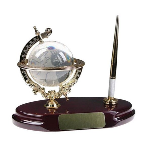 Blue Stone Designs Bluestone Designs BL001 Crystal Globe Pen Stand gold